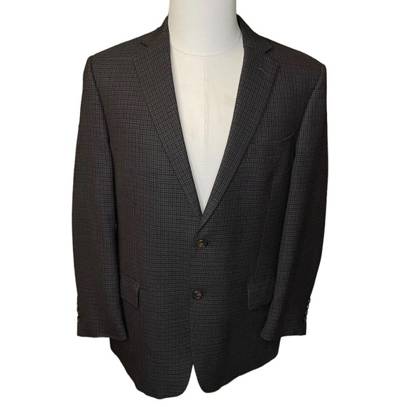 Hart Schaffner Marx Glen Plaid Brown and Blue Sport Coat Blazer Jacket 42R - Picture 1 of 11